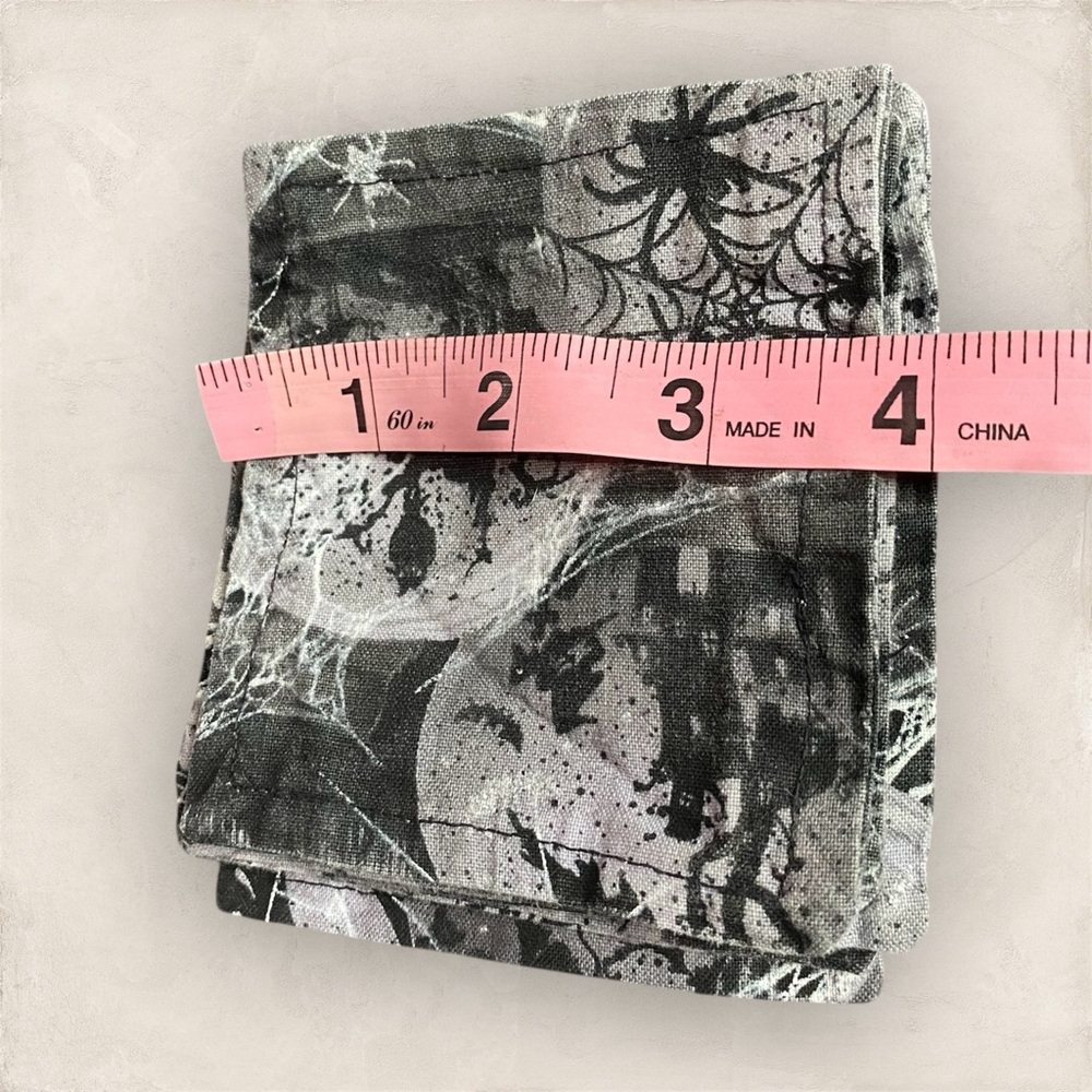 Handmade Black & Grey Spooky Halloween Square Fabric Coasters Set of 5 - Picture 8 of 9